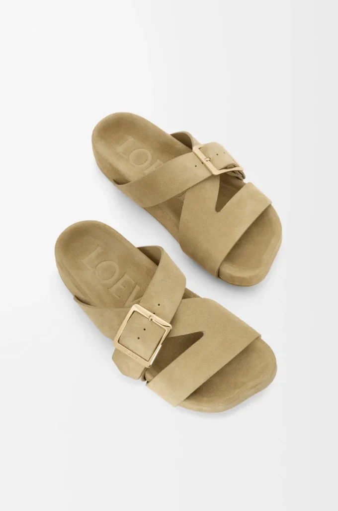 Ease Buckle süet slayt Sahara