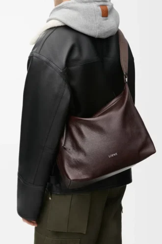 Esnek damarlı dana derisinden Cubi crossbody çanta Oxblood