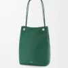 Esnek damarlı dana derisinden üretilmiş Pebble hobo çanta Evergreen