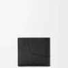 Esnek damarlı dana derisinden üretilmiş Puzzle bifold cüzdan Siyah