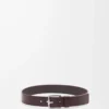 Esnek damarlı dana derisinden Roller Curve kemer Oxblood/Vintage Palladium