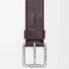 Esnek damarlı dana derisinden Roller Curve kemer Oxblood/Vintage Palladium