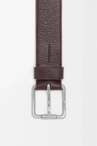 Esnek damarlı dana derisinden Roller Curve kemer Oxblood/Vintage Palladium