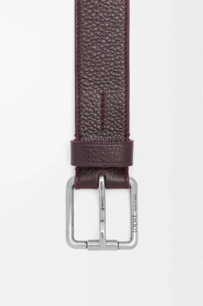 Esnek damarlı dana derisinden Roller Curve kemer Oxblood/Vintage Palladium