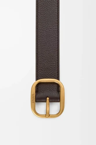 Esnek damarlı dana derisinden yuvarlak yumuşak kemer Oxblood/Vintage Gold