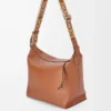 Esnek, pürüzsüz dana derisi ve jakarlı Tan rengi Cubi Crossbody çanta
