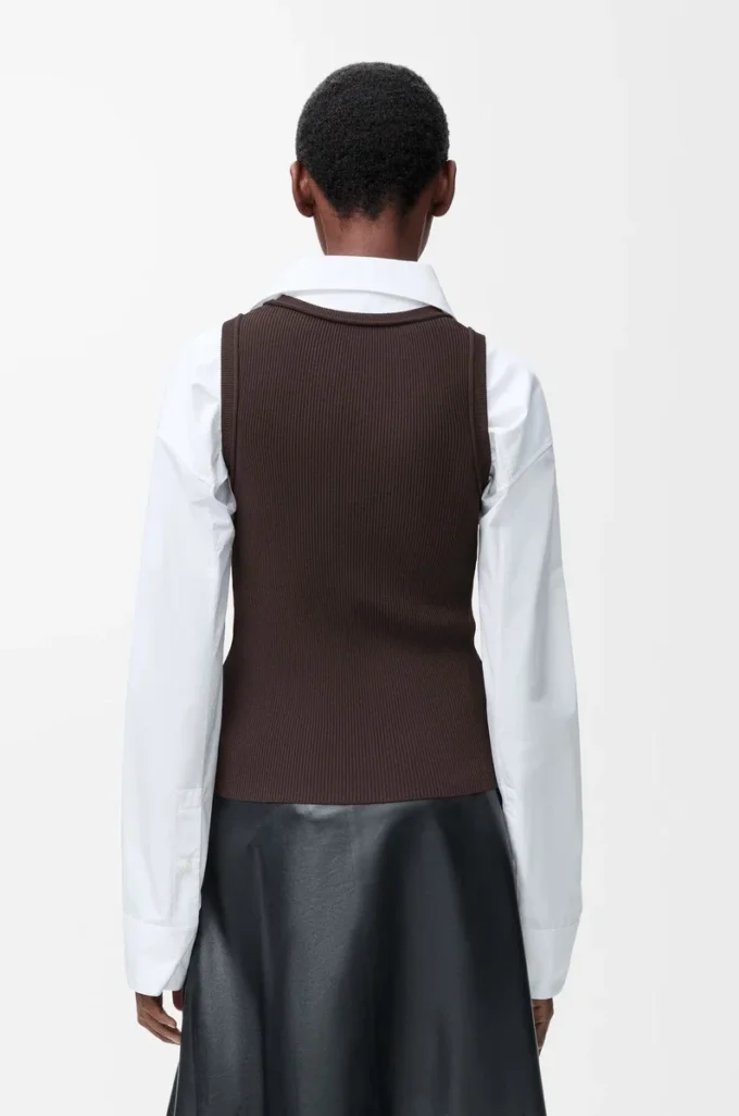 Esnek viskon anagram tank top Kahverengi