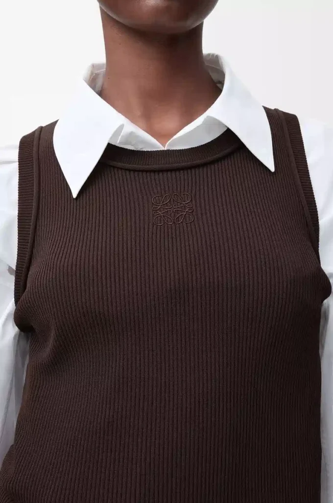 Esnek viskon anagram tank top Kahverengi