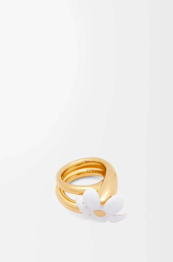 Flor yüzük, gümüş ve emaye, altın/beyaz