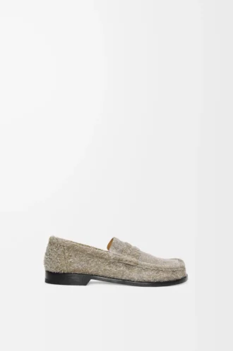Fırçalanmış süet Campo loafer Haki Yeşili