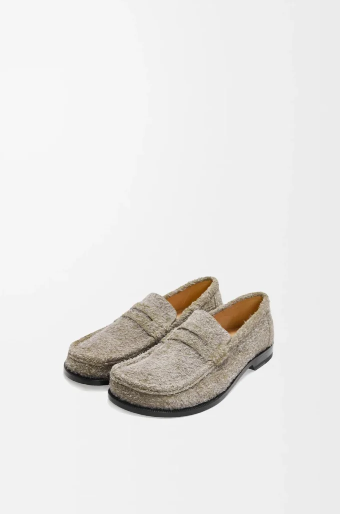 Fırçalanmış süet Campo loafer Haki Yeşili