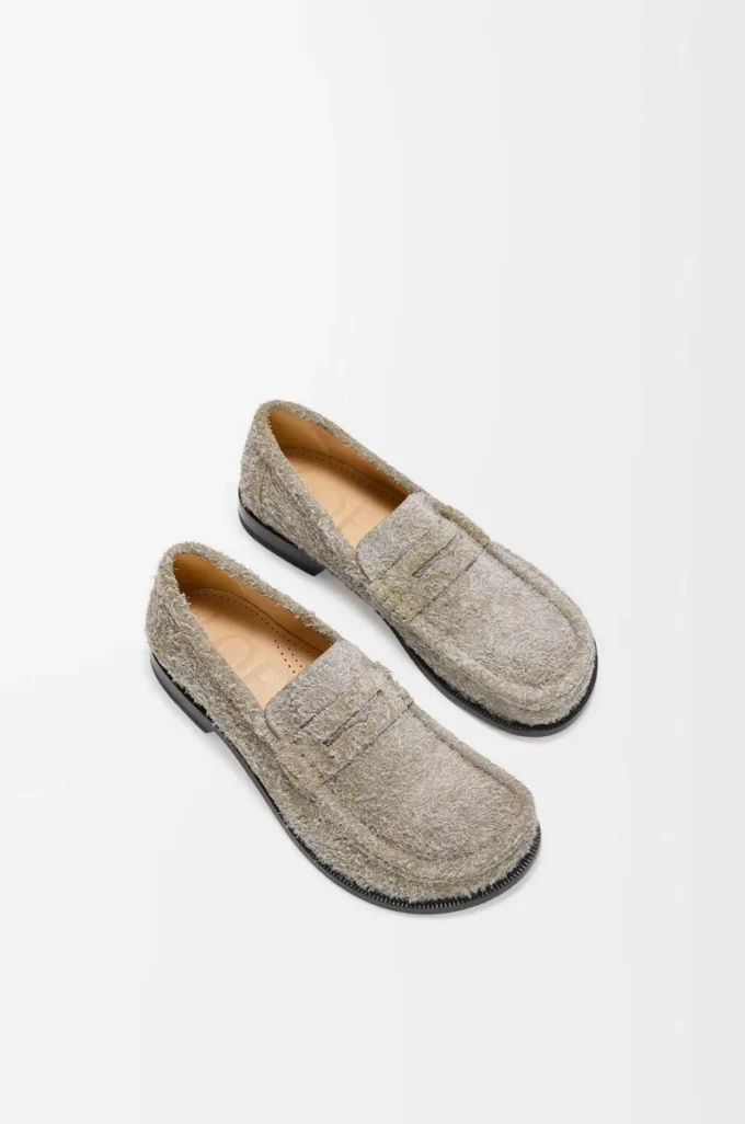Fırçalanmış süet Campo loafer Haki Yeşili