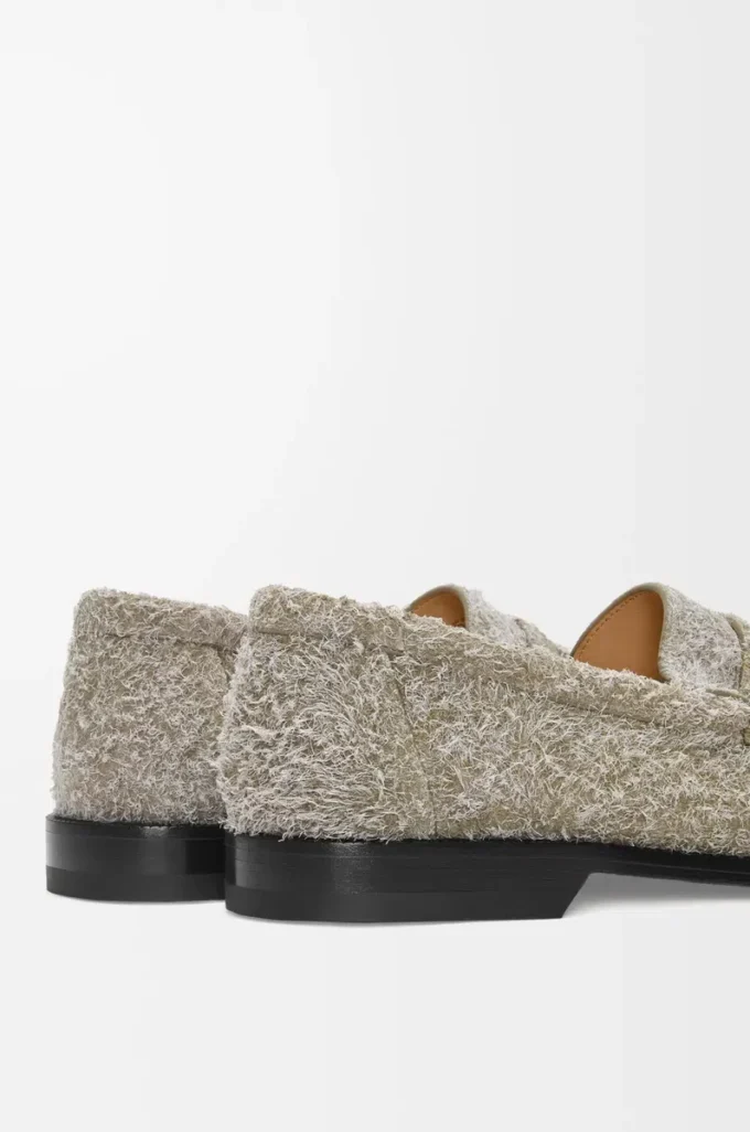 Fırçalanmış süet Campo loafer Haki Yeşili