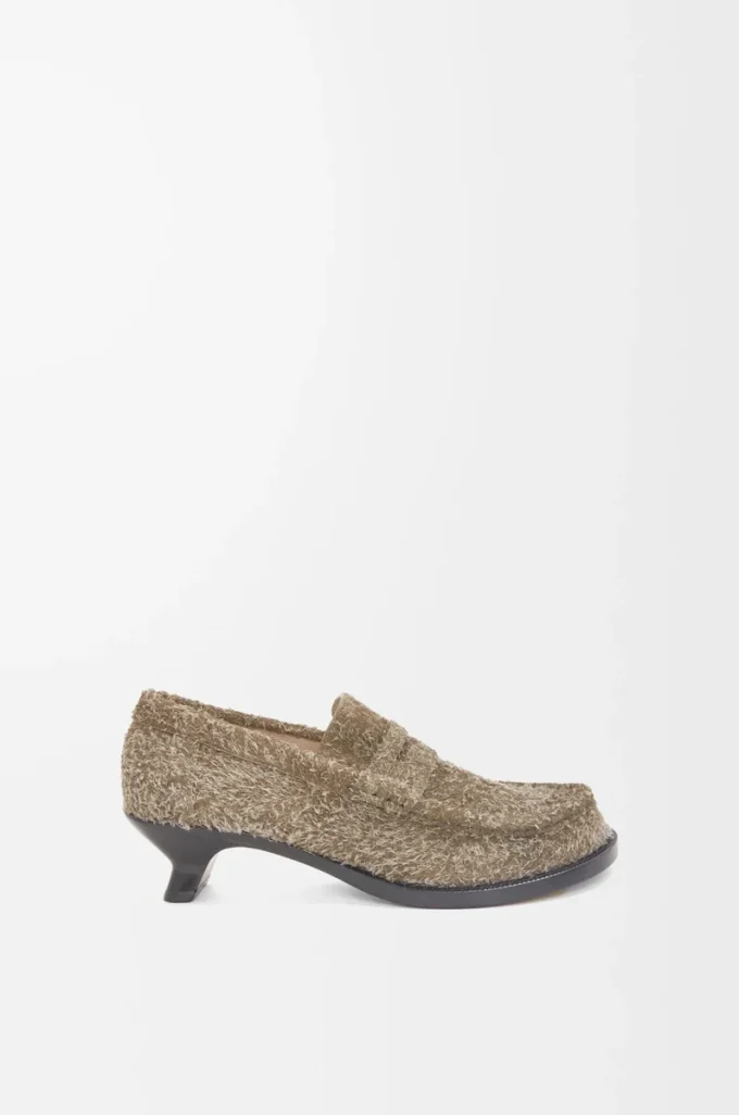 Fırçalanmış süet haki yeşili Campo loafer