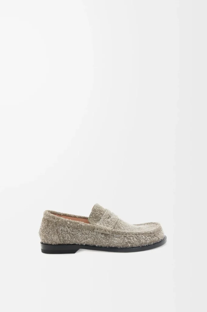 Fırçalanmış süet haki yeşili Campo loafer