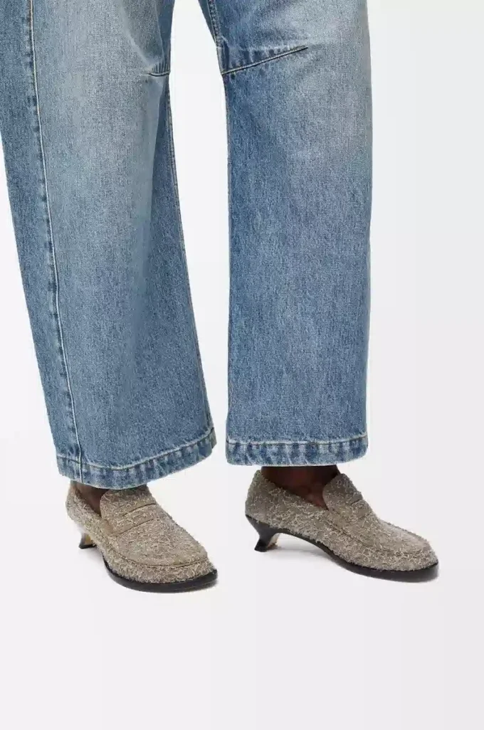 Fırçalanmış süet haki yeşili Campo loafer
