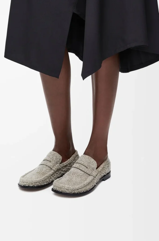 Fırçalanmış süet haki yeşili Campo loafer