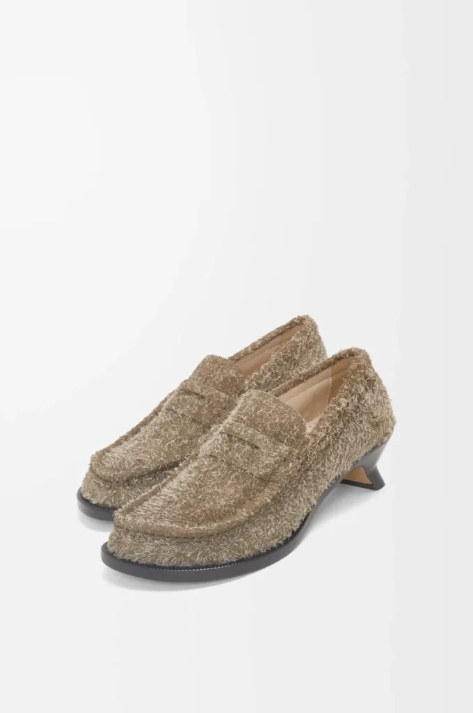 Fırçalanmış süet haki yeşili Campo loafer