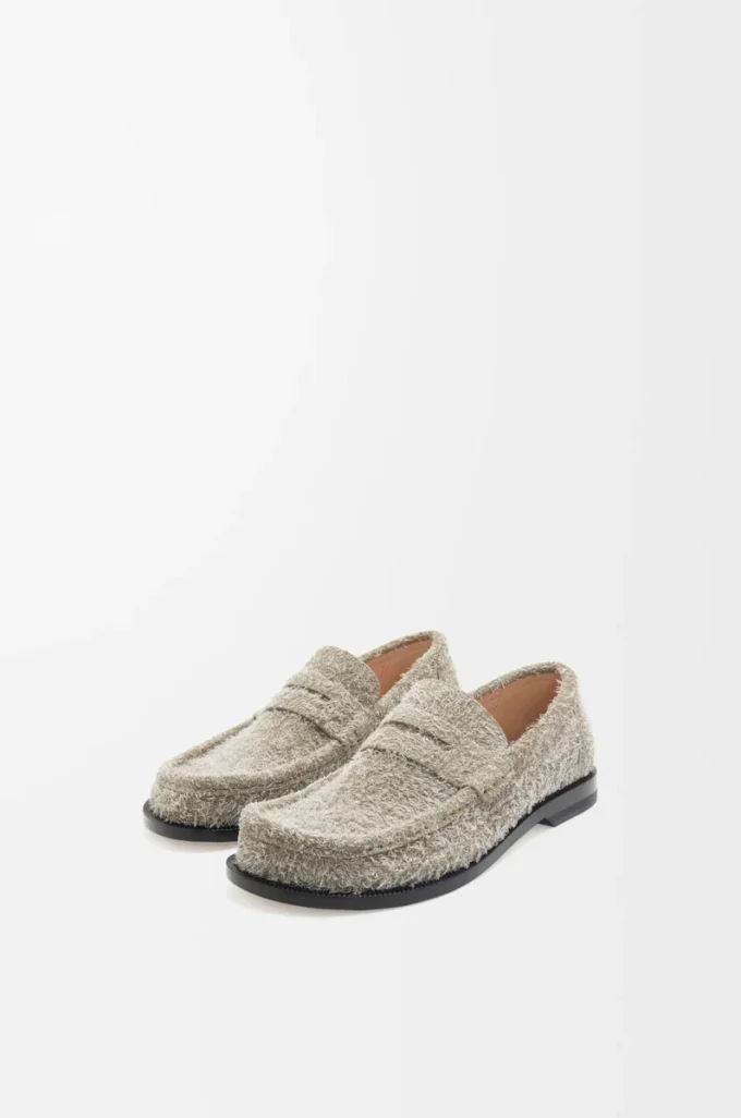 Fırçalanmış süet haki yeşili Campo loafer
