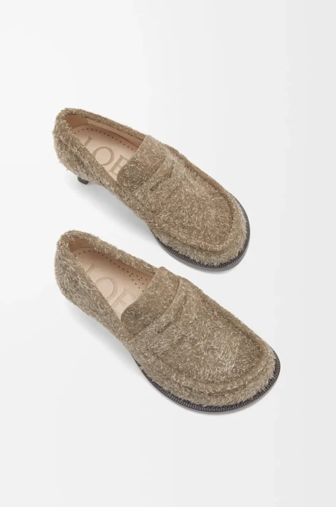 Fırçalanmış süet haki yeşili Campo loafer