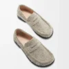 Fırçalanmış süet haki yeşili Campo loafer