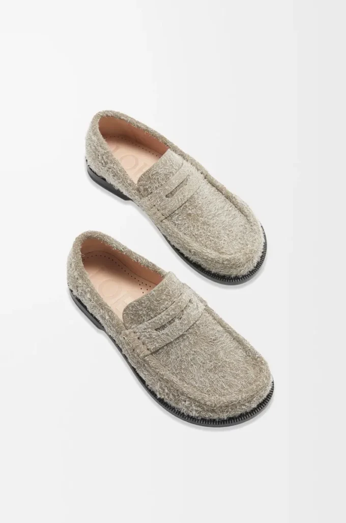 Fırçalanmış süet haki yeşili Campo loafer
