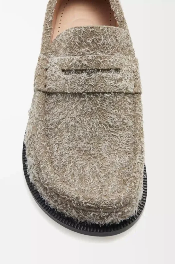 Fırçalanmış süet haki yeşili Campo loafer