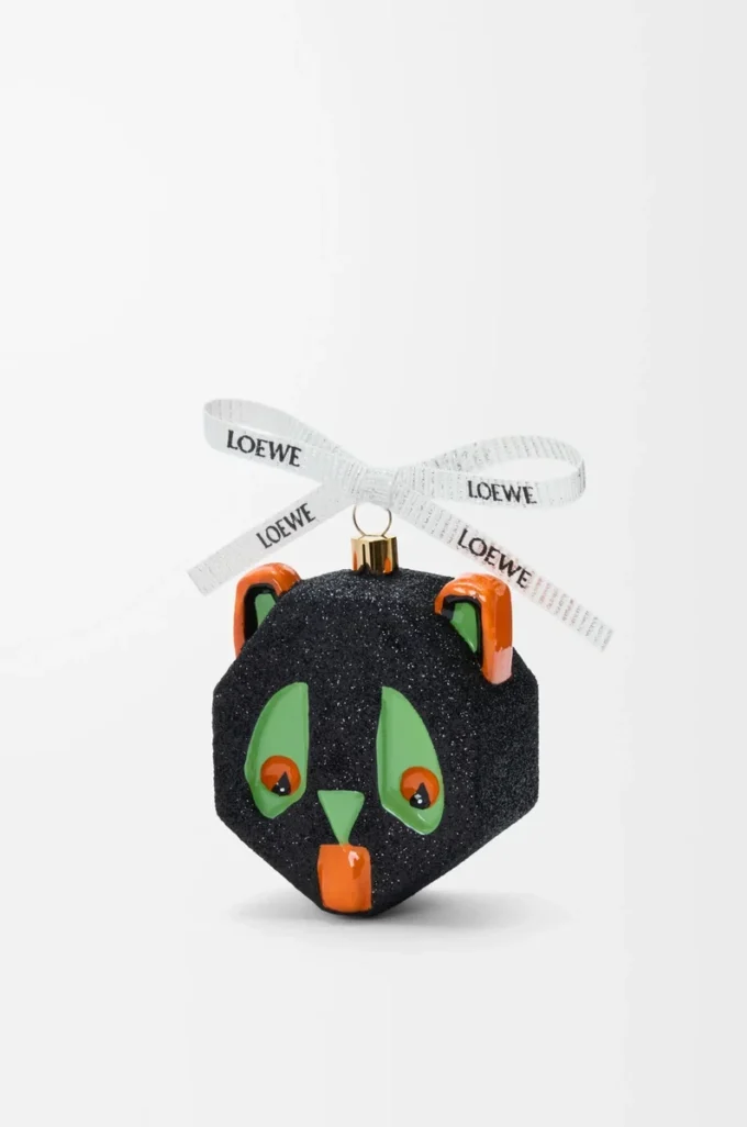 Futurist Cat cam üfleme süs, Siyah/Yeşil