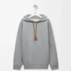Geniş kesim pamuklu gri melanj kapüşonlu sweatshirt