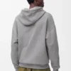 Geniş kesim pamuklu gri melanj kapüşonlu sweatshirt