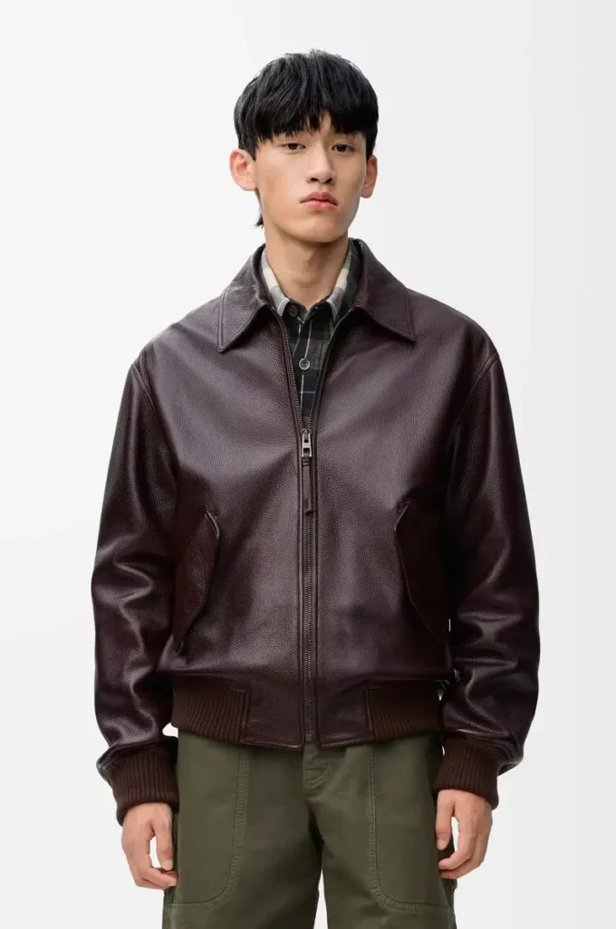 Geyik derisinden üretilmiş Aviator ceket, Oxblood rengi