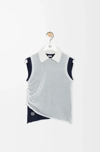 Kaşmirden drape üst Beyaz/Lacivert