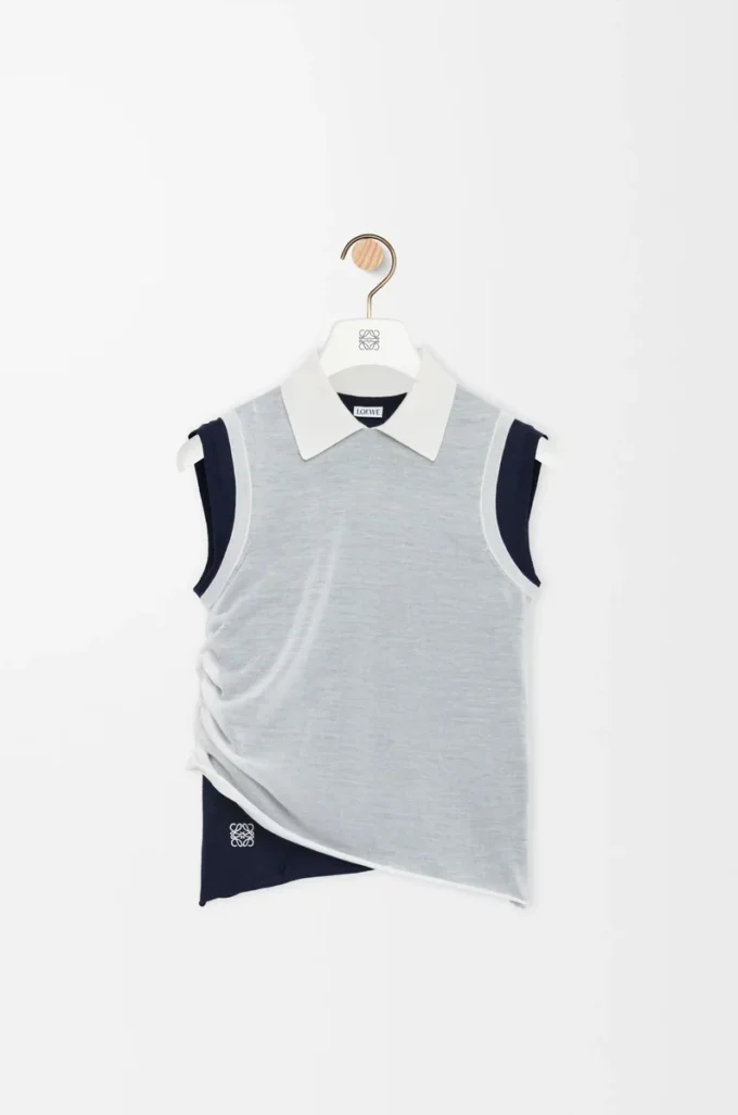 Kaşmirden drape üst Beyaz/Lacivert