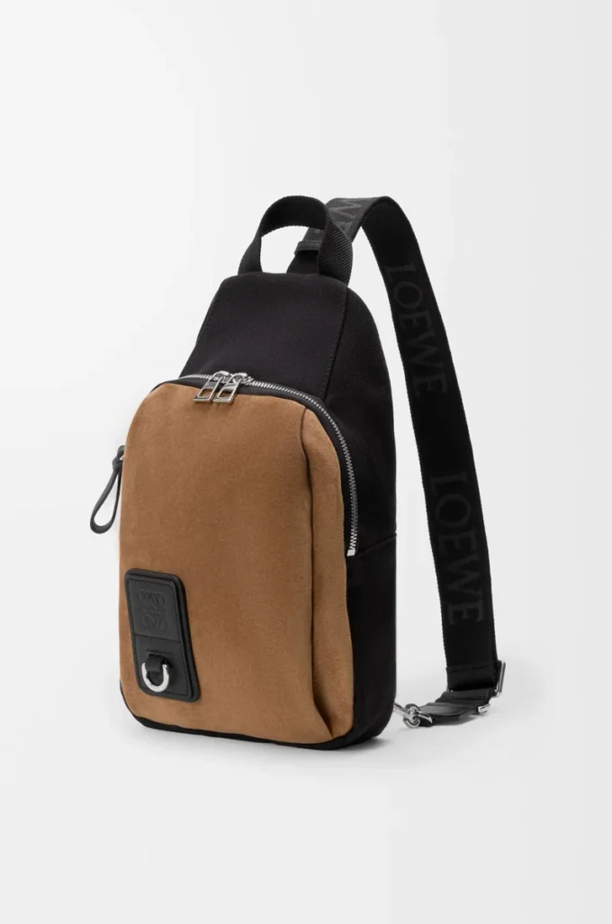 Kanvas ve süetten Flex sling Siyah/Koyu Altın
