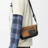 Kanvas ve süetten mini Flex messenger Siyah/Koyu Altın