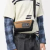 Kanvas ve süetten mini Flex messenger Siyah/Koyu Altın