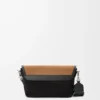 Kanvas ve süetten mini Flex messenger Siyah/Koyu Altın
