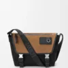 Kanvas ve süetten orta boy Flex messenger çanta Siyah/Koyu Altın