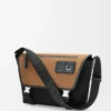 Kanvas ve süetten orta boy Flex messenger çanta Siyah/Koyu Altın