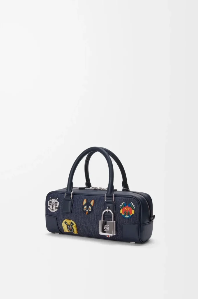 Kediler Amazona 23 kısa çanta, işlemeli denim Mavi