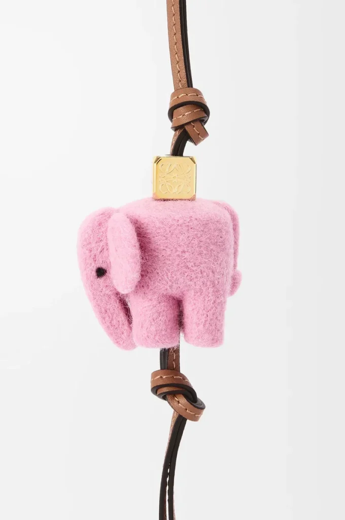 Keçe ve dana derisinden fil charm Candy