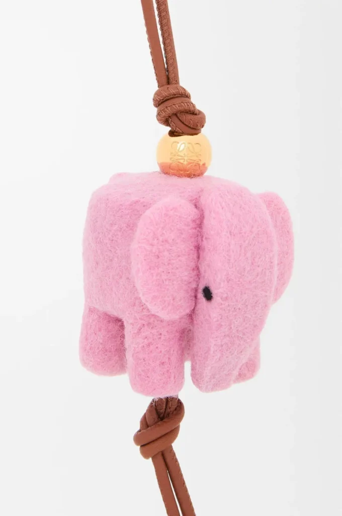 Keçe ve dana derisinden fil charm Candy