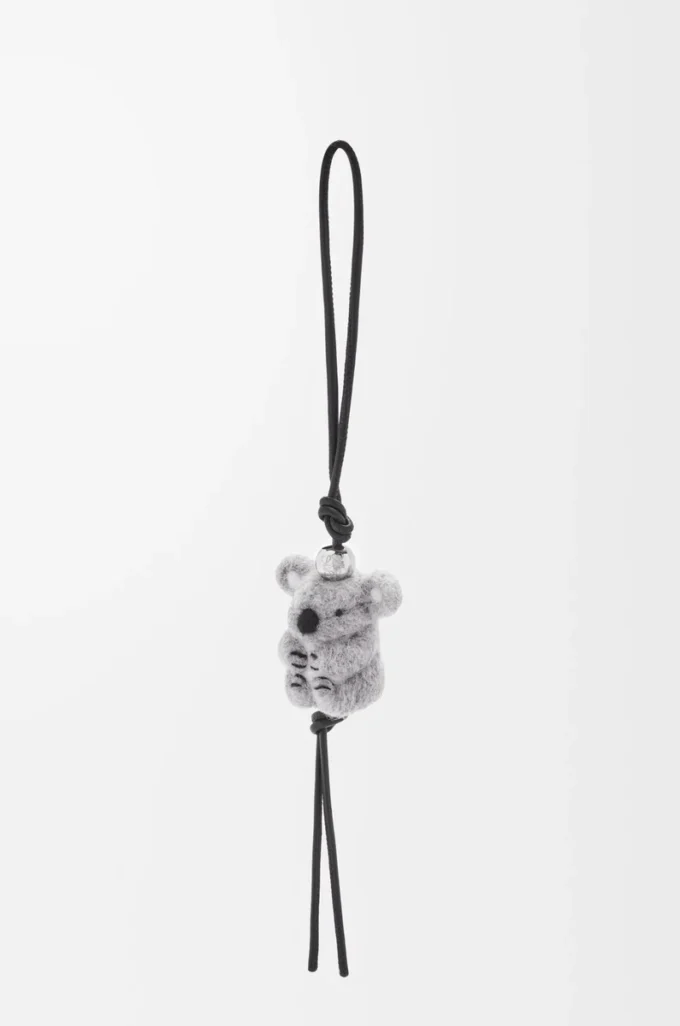 Keçe ve dana derisinden koala charm Light Grey/Black