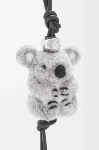 Keçe ve dana derisinden koala charm Light Grey/Black