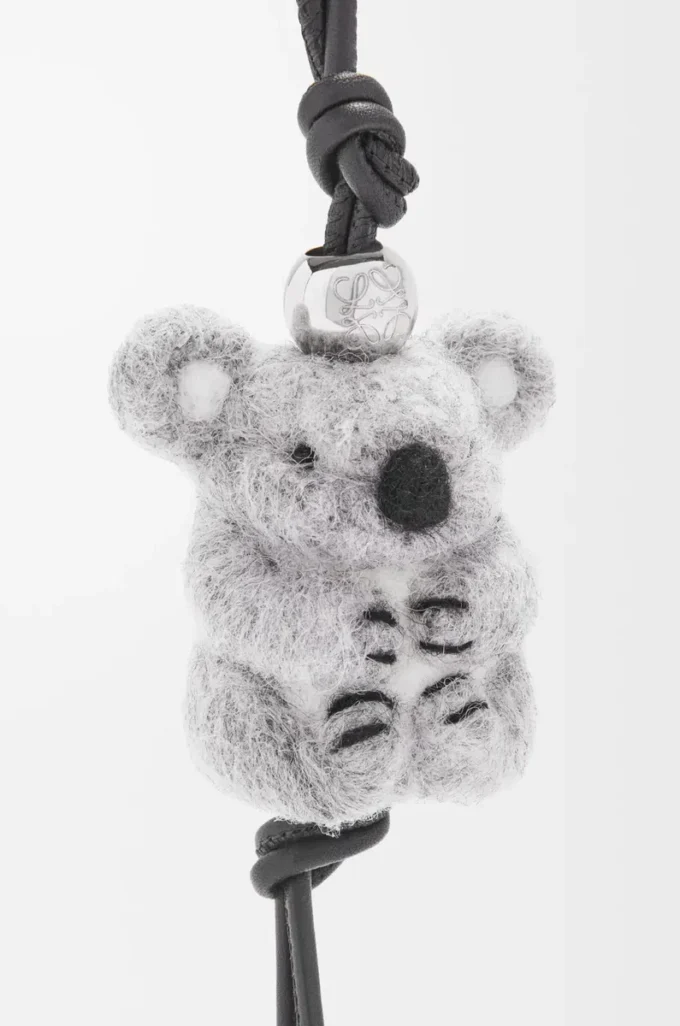 Keçe ve dana derisinden koala charm Light Grey/Black