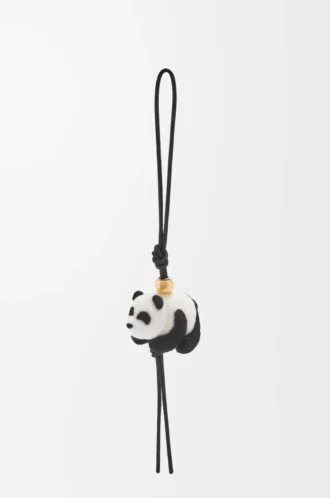 Keçe ve dana derisinden panda charm Siyah/Beyaz
