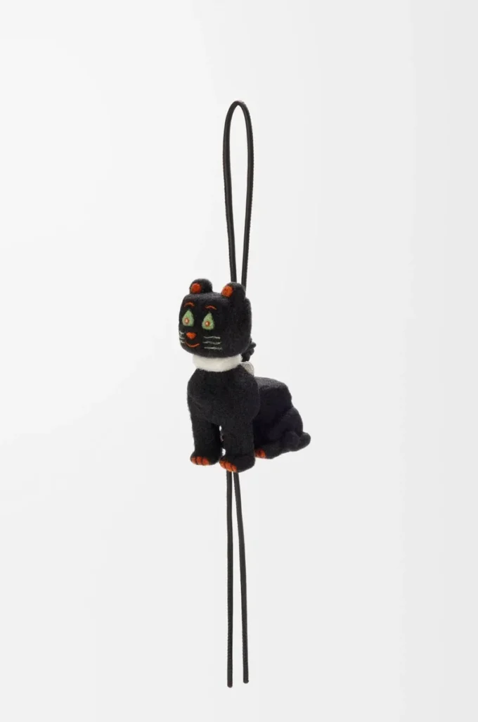 Keçeden Futurist Cat charm Siyah/Turuncu