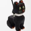 Keçeden Futurist Cat charm Siyah/Turuncu