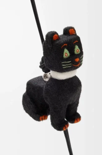 Keçeden Futurist Cat charm Siyah/Turuncu