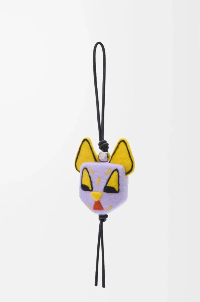 Keçeden kedi charm Mor/Sarı